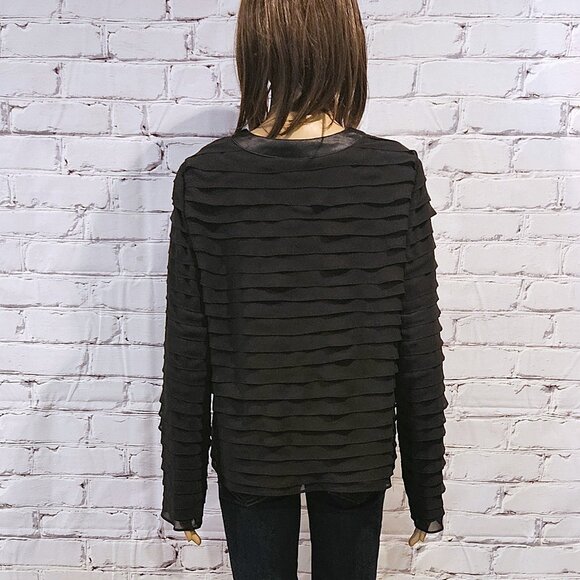 ADRIANNA PAPELL - Black tiered ruffle open blazer - Picture 8 of 11